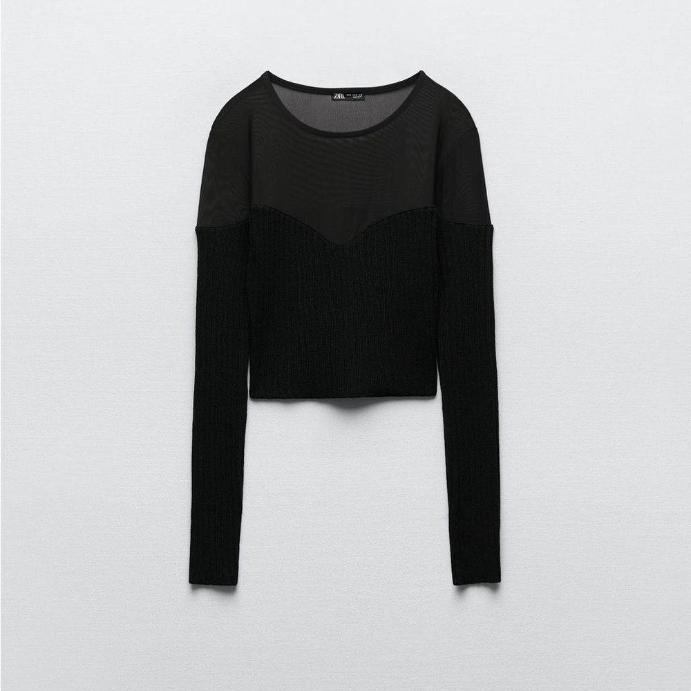 Zara Tulle Rib Crop Top 7901/876